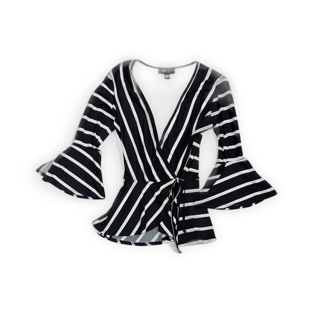 Black & White Stripe Blouse Soft Comfy Fabric